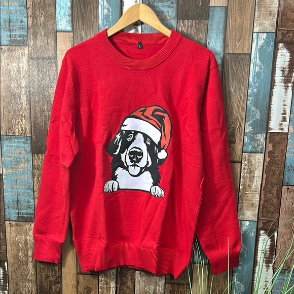 None Sweaters - Women’s XL red cotton santa paws Christmas  Sweater